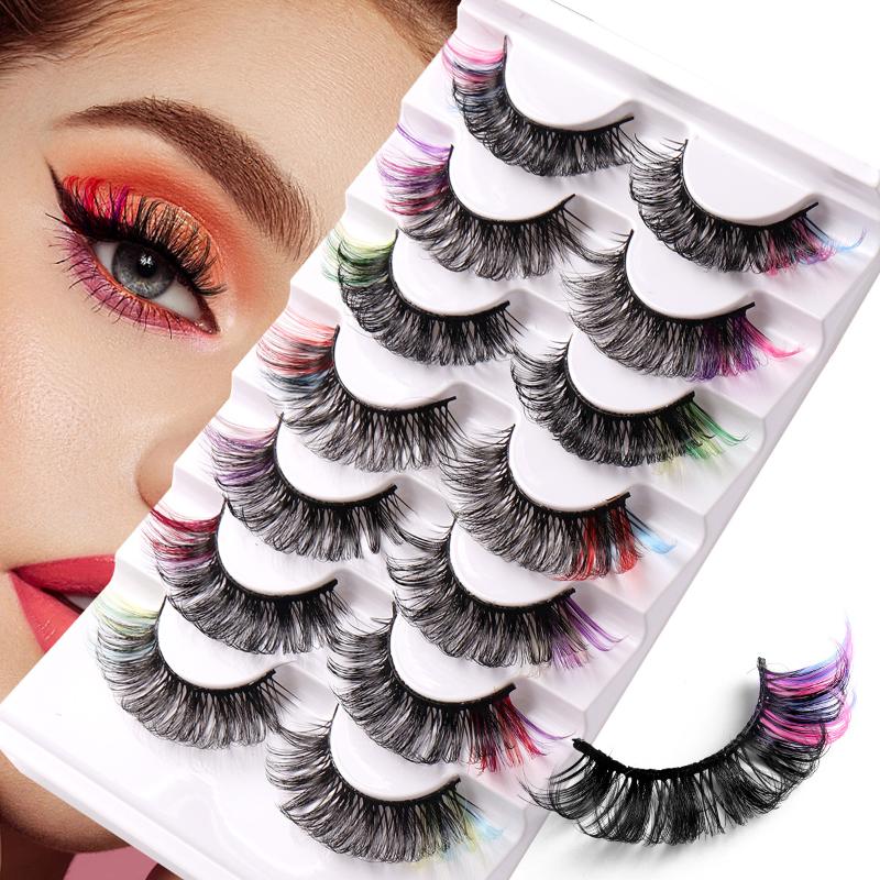 7 Pairs Colorful False Eyelash - Eyelash Extension Cluster recension och pris