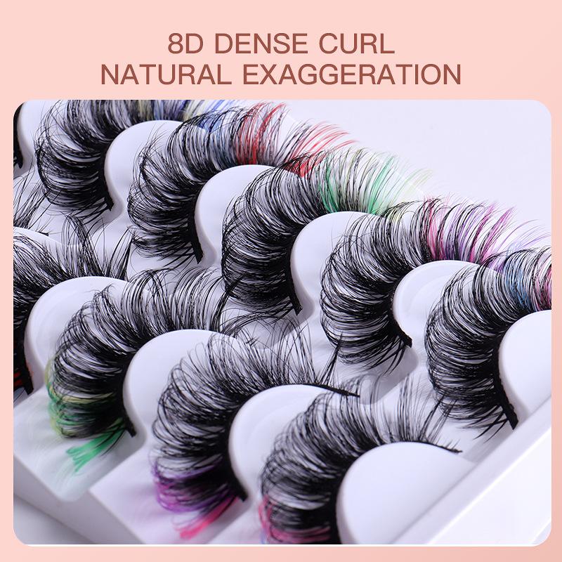 7 Pairs Colorful False Eyelash - Eyelash Extension Cluster recension och pris