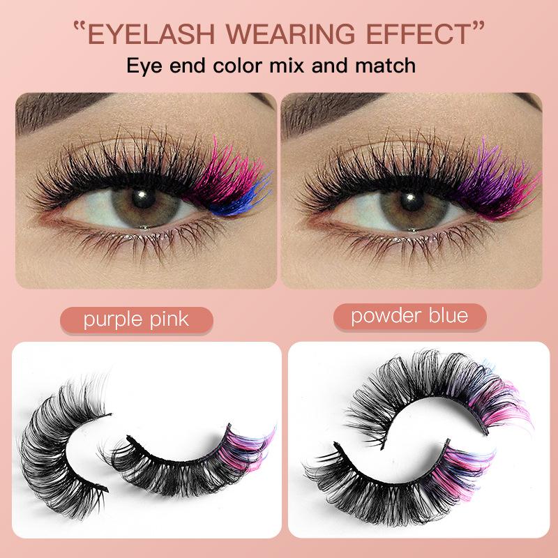 7 Pairs Colorful False Eyelash - Eyelash Extension Cluster recension och pris