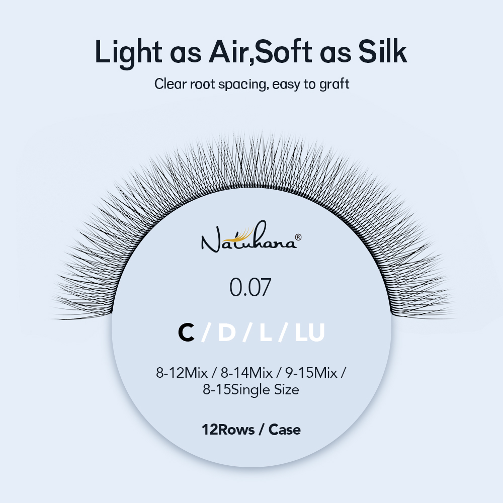 NATUHANA Single Tip 2D YY Lash - Eyelash Extension C Curl recension och pris